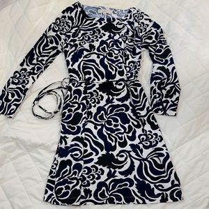 LOFT modern floral lead tent dress with belt